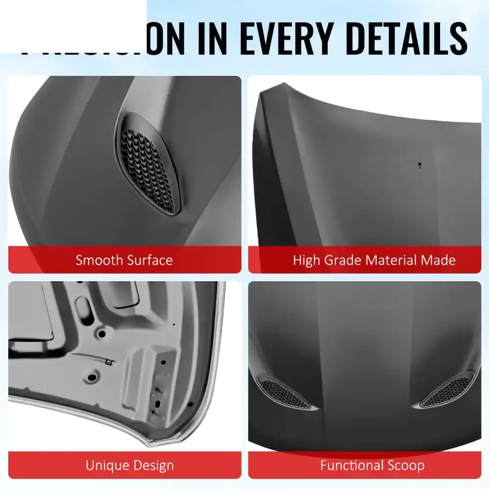 2011-2021 Jeep Grand Cherokee Trackhawk Style Front Hood Aluminum