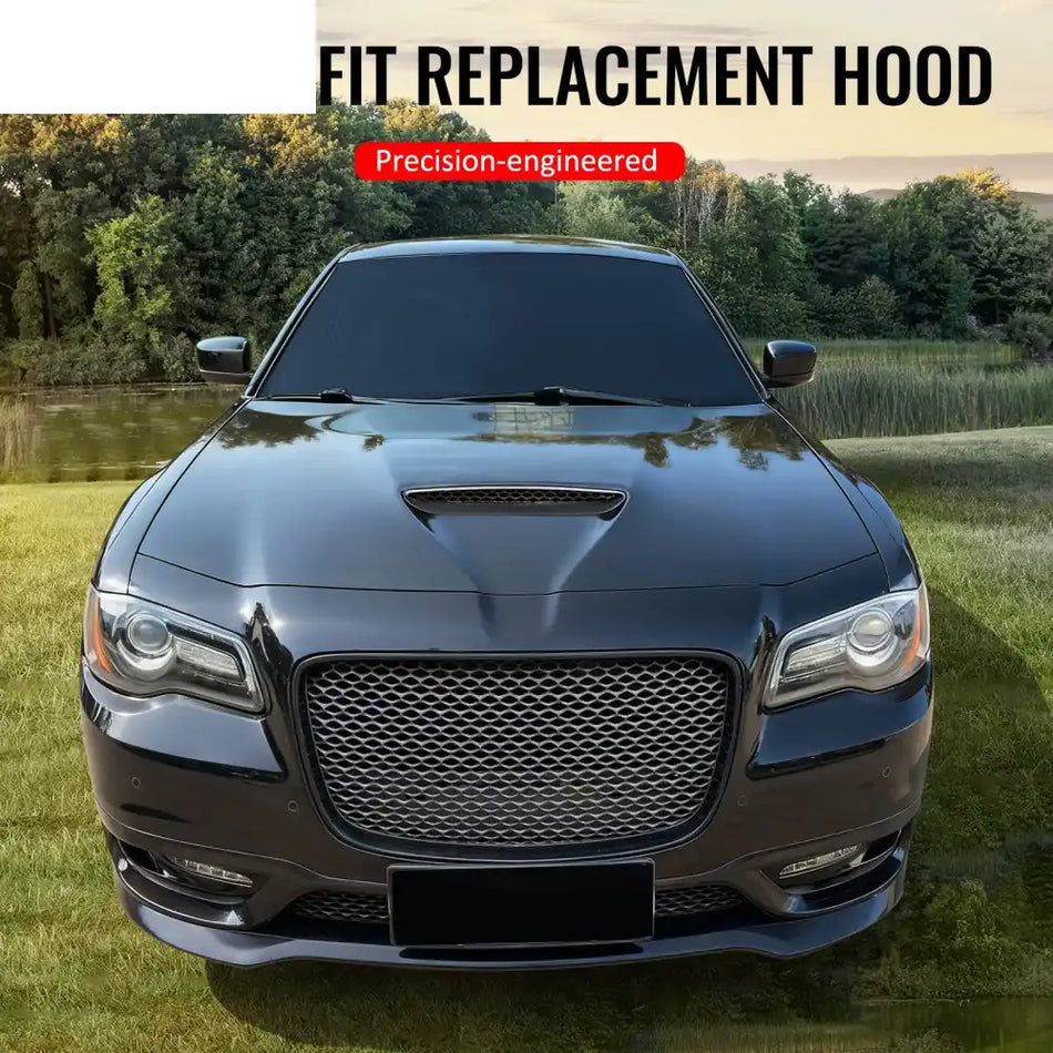 2011-2023 Chrysler 300 SRT Style Front Hood Scoop Vent Black Aluminum