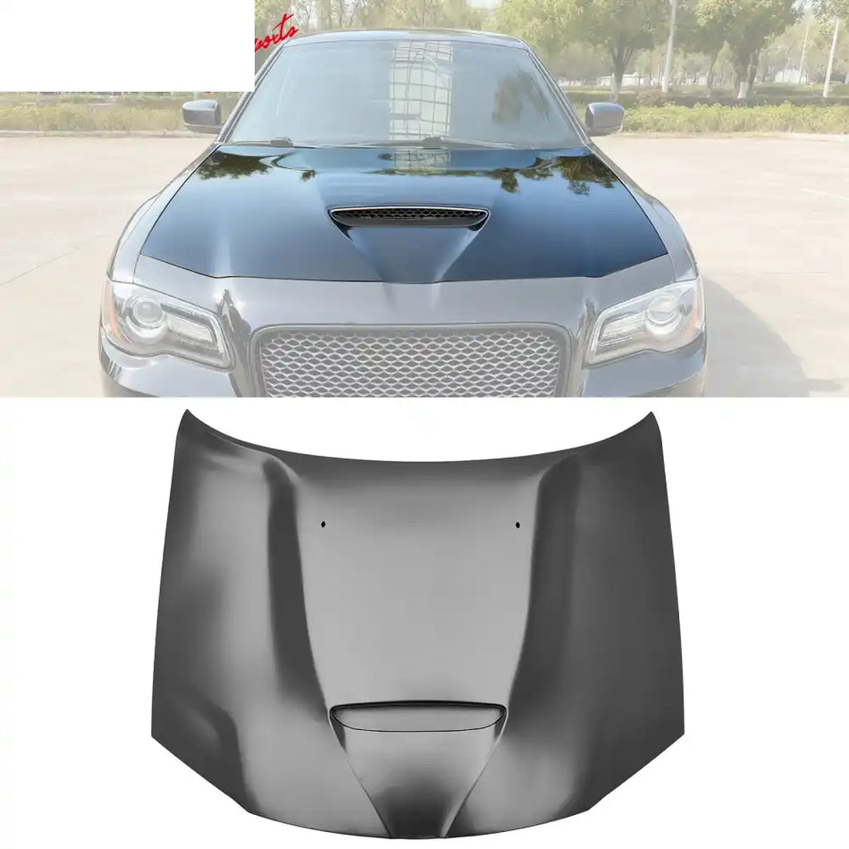 2011-2023 Chrysler 300 SRT Style Front Hood Scoop Vent Black Aluminum