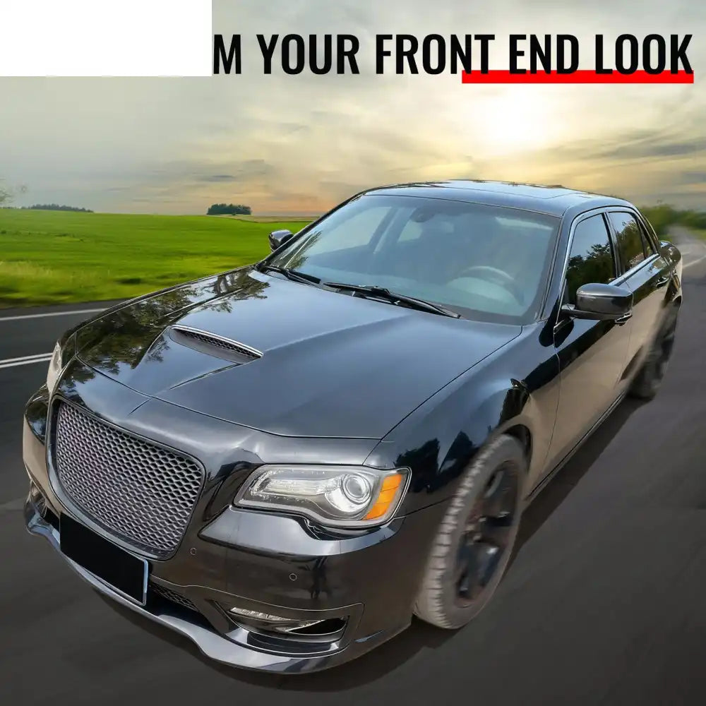 2011-2023 Chrysler 300 SRT Style Front Hood Scoop Vent Black Aluminum