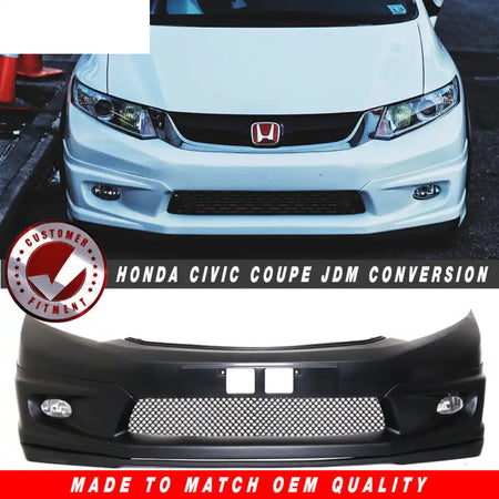 2012-2013 Honda Civic 2Dr JDM Front Bumper Mug Lip Conversion Foglight