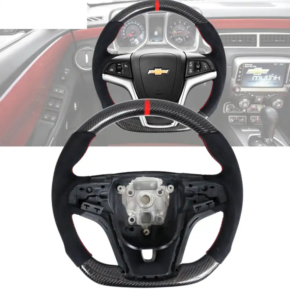 2012-2015 Camaro Steering Wheel Carbon Fiber Carbon Fiber / CF & Synthetic Suede + Indicator