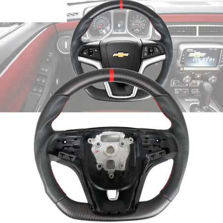 2012-2015 Camaro Steering Wheel Carbon Fiber Matte Carbon Fiber / CF & Perforated Leather + Indicator