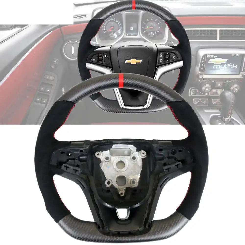 2012-2015 Camaro Steering Wheel Carbon Fiber Matte Carbon Fiber / CF & Synthetic Suede + Indicator