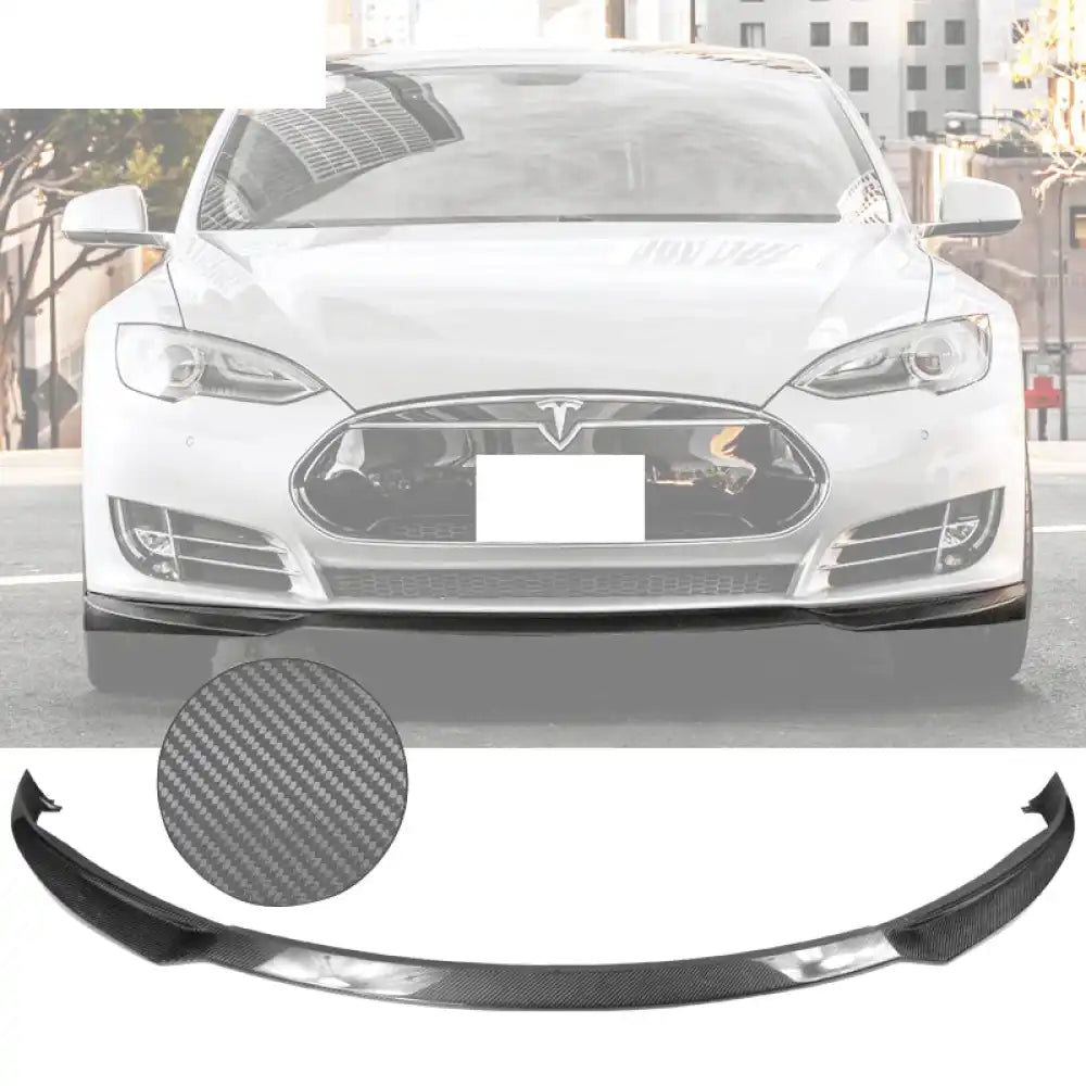 2012-2016 Tesla Model S Style Front Bumper Lip Carbon Fiber