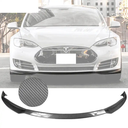2012-2016 Tesla Model S Style Front Bumper Lip Carbon Fiber