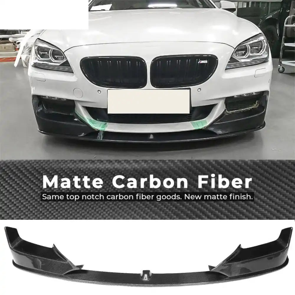 2012-2017 BMW 6 Series F12 F13 P Style Front Bumper Lip Carbon Fiber Matte Carbon Fiber