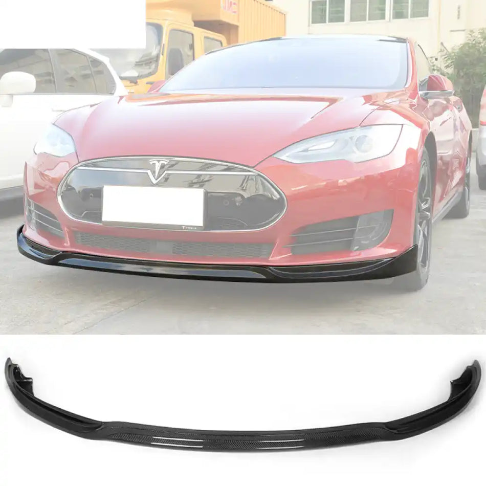 2012-2017 Tesla Model S Sedan JC Style Front Bumper Lip Carbon Fiber Carbon Fiber