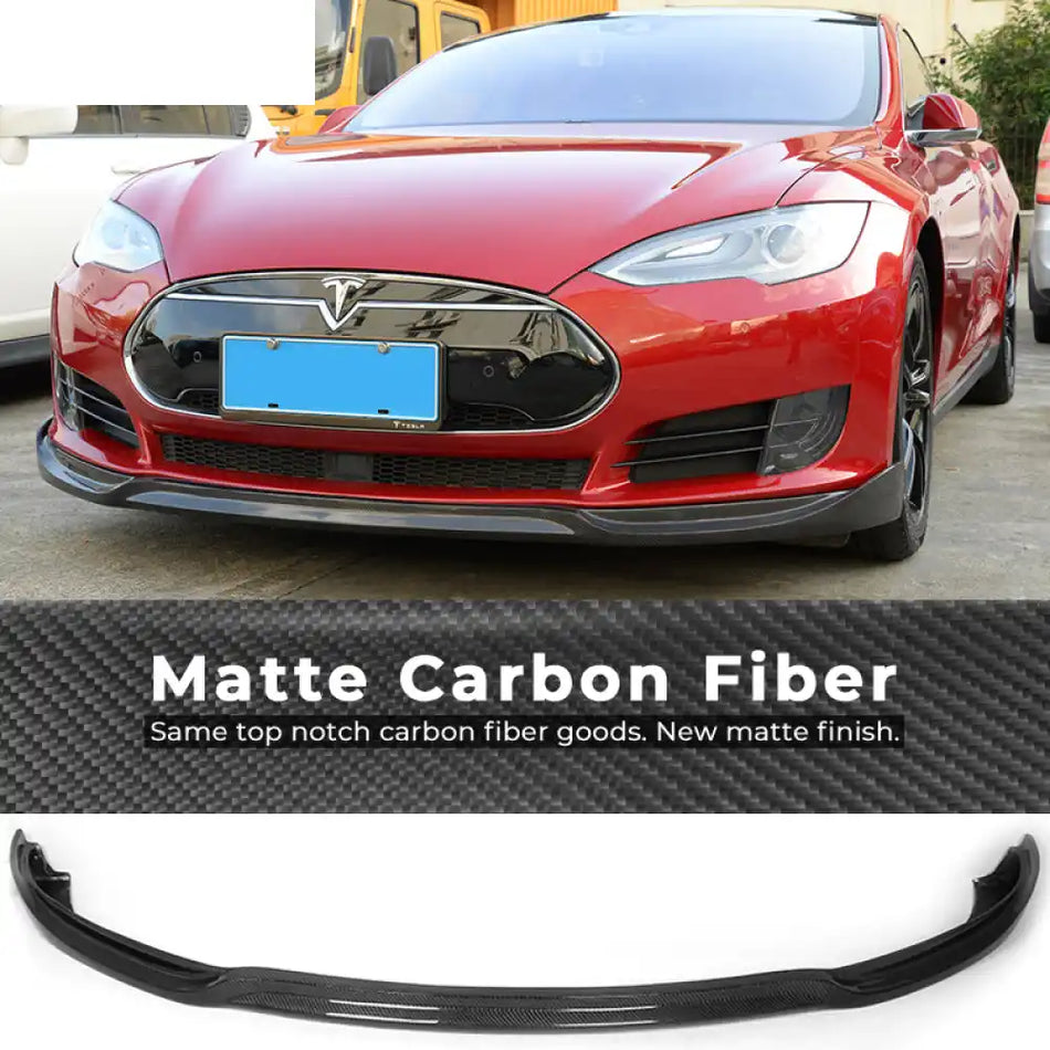 2012-2017 Tesla Model S Sedan JC Style Front Bumper Lip Carbon Fiber Matte Carbon Fiber