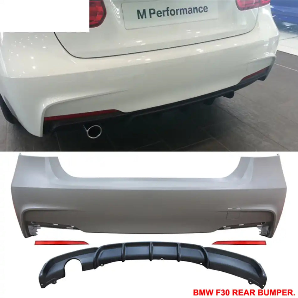 2012-2018 BMW 320i M-P Style Single Outlet Rear Bumper Conversion PP