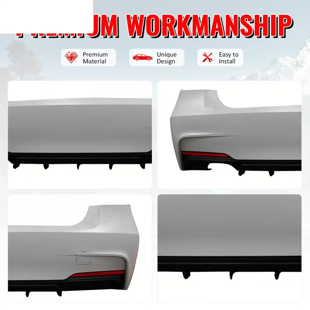 2012-2018 BMW F30 3-Series M Performance Style Rear Bumper Cover PP Unpainted Black