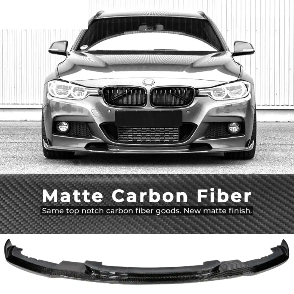 2012-2018 BMW F30 3 Series M Sport Front Bumper Lip Chin Spoiler Matte Carbon Fiber / HM Style / Carbon Fiber