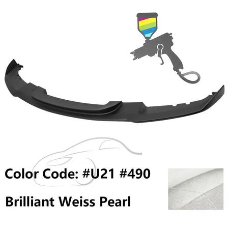 2012-2018 BMW F30 3 Series M Sport Front Bumper Lip Chin Spoiler Painted #490, U21 Brilliant Weiss Pearl