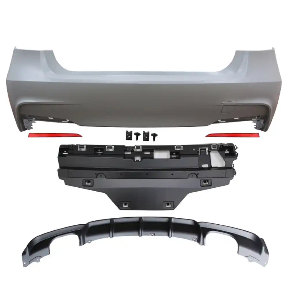 2012-2018 BMW F30 3 Series MP Style Diffuser Twin Muffler Rear Bumper