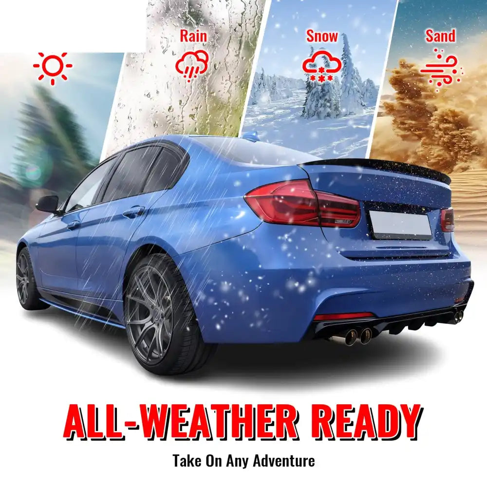 2012-2018 BMW F30 3 Series MP Style Rear Bumper Cover W/Diffuser PP Unpainted Black