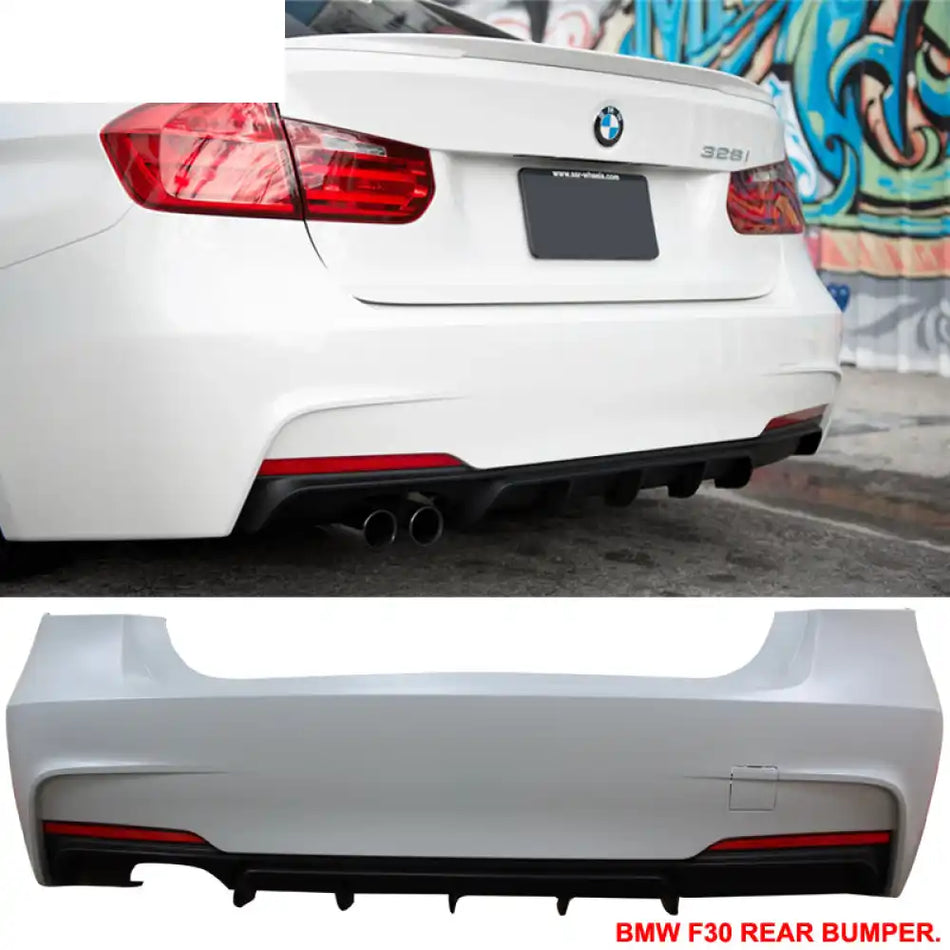 2012-2018 BMW F30 328i MP Rear Bumper Twin Muffler Single Outlet PP