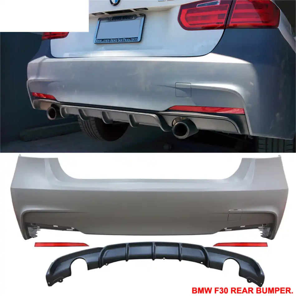 2012-2018 BMW F30 335i MP Single Muffler Twin Outlet Rear Bumper Cover