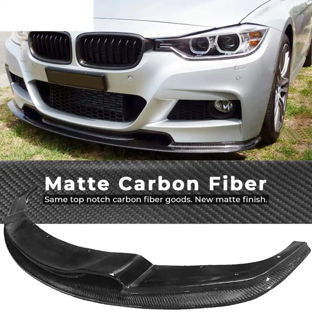 2012-2018 BMW F30 F31 M-Tech M-Sport VR Front Bumper Lip Carbon Fiber Matte Carbon Fiber