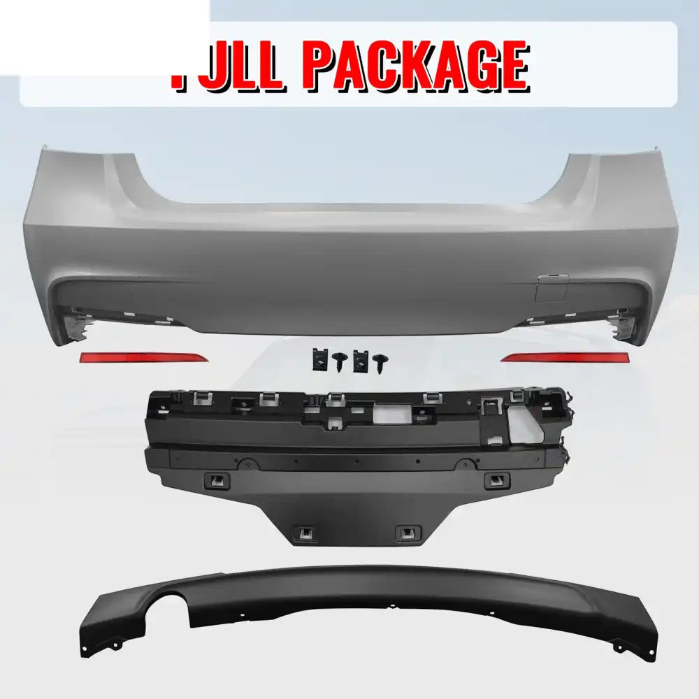 2012-2018 BMW F30 F35 3 Series Sedan Rear Bumper Cover W/Diffuser PP Unpainted Black