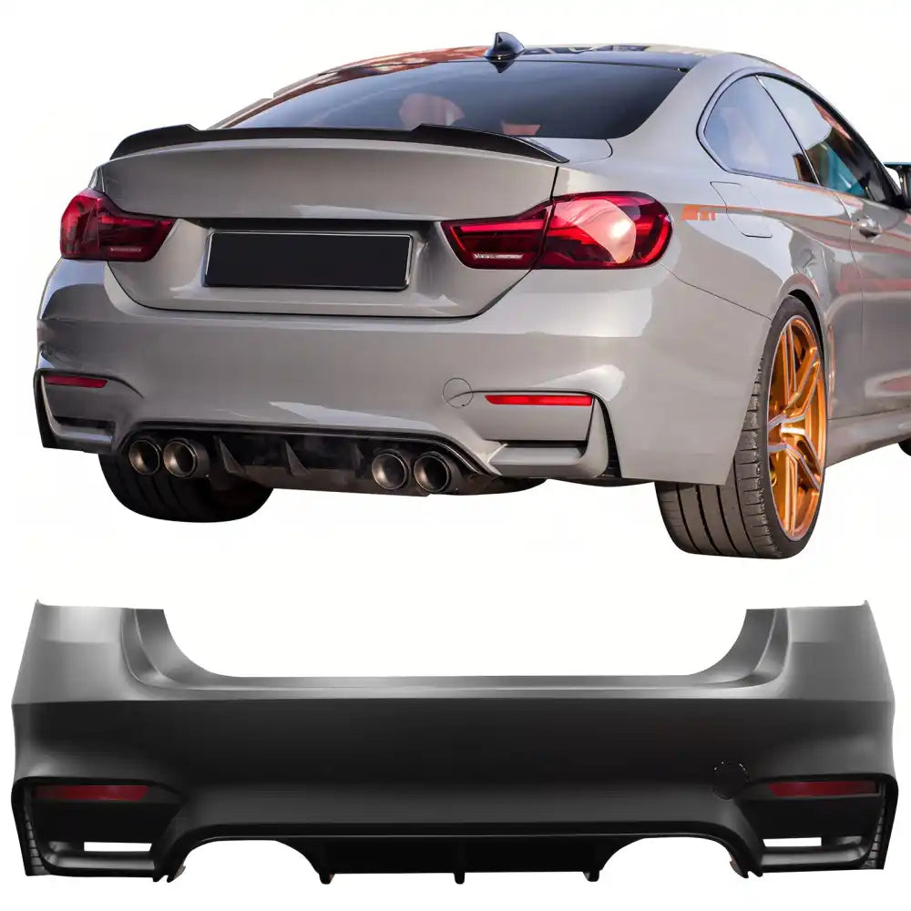 2012-2019 BMW F30 3-Series Sedan 4Dr M3 M4 Style Rear Bumper Cover PP Unpainted Black