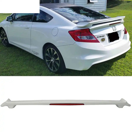 2012 Honda Civic Si LX Coupe Trunk Spoiler with LED Brake Light ABS Painted Orchid White Pearl (Color Code # NH788P)