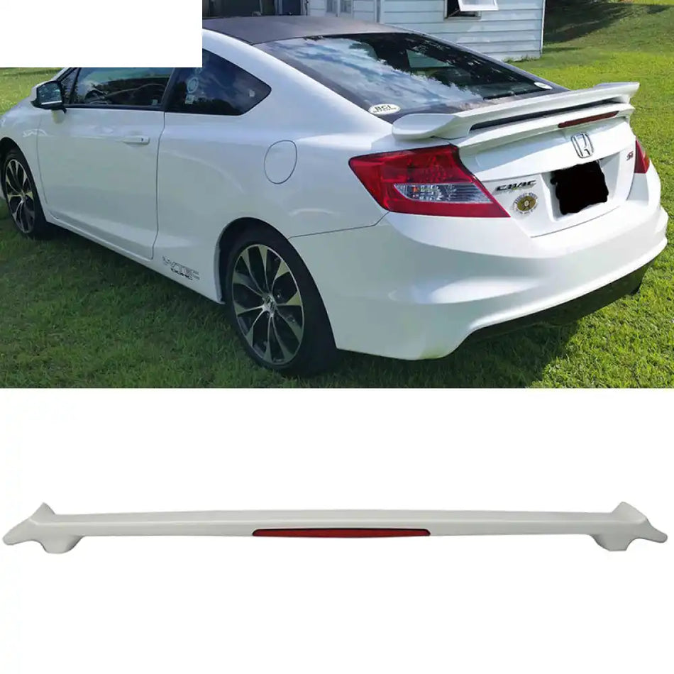 2012 Honda Civic Si LX Coupe Trunk Spoiler with LED Brake Light ABS Painted Orchid White Pearl (Color Code # NH788P)