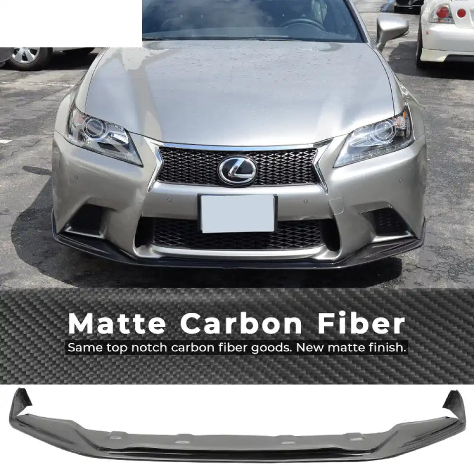 2013-2015 Lexus GS350 450 F Sport SK Front Bumper Lip Carbon Fiber CF Matte Carbon Fiber