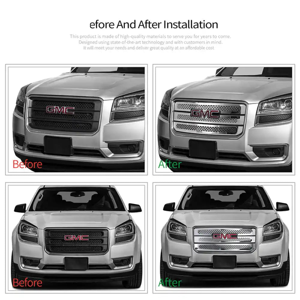 2013-2016 GMC Acadia SL/SLE/SLT Chrome Tape On Grille Overlay 3 Bar