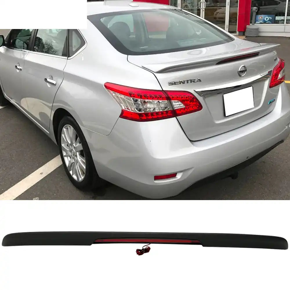 2013-2019 Nissan Sentra Rear Spoiler Wing LED Brake Light Matte Black
