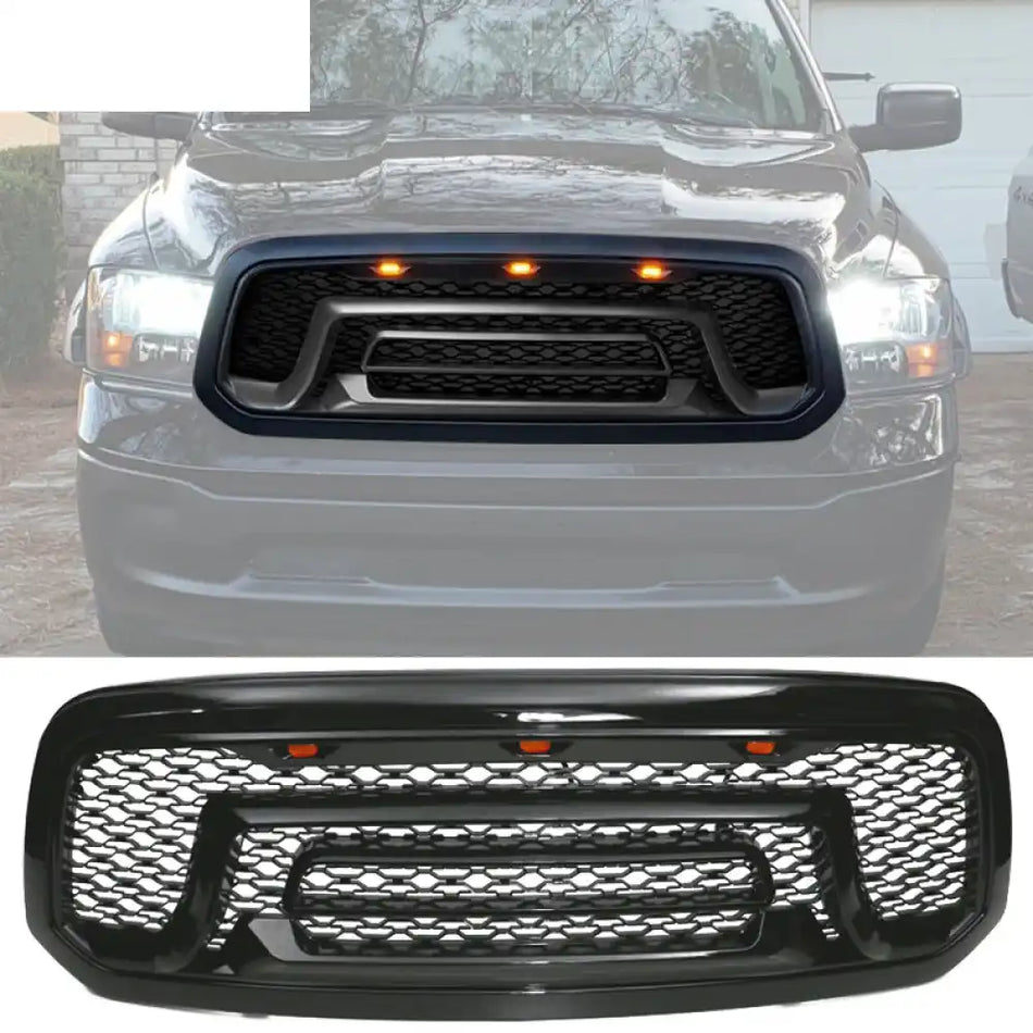 2013-2023 Dodge Ram 1500 Classic Grill Rebel Style Front Grille Gloss Black