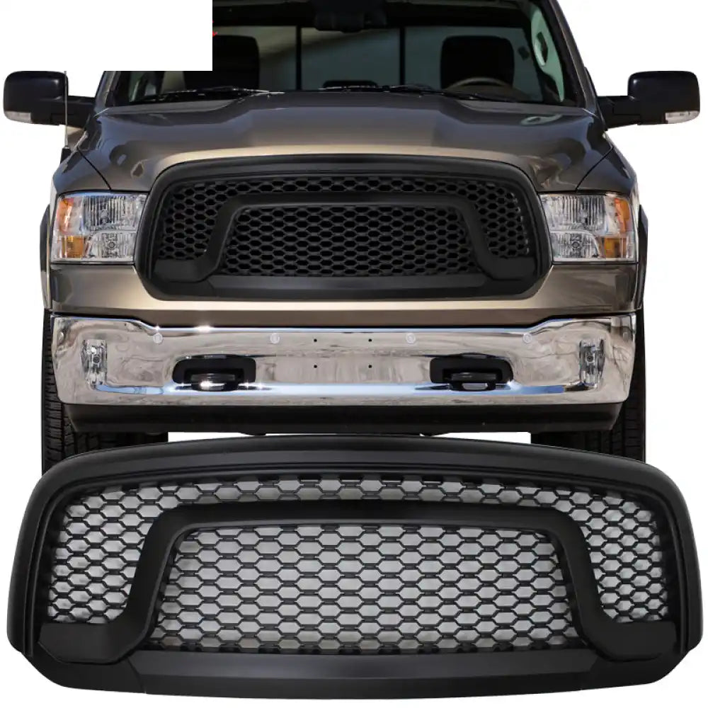 2013-2024 Dodge Ram 1500 Honeycomb R Style Black Front Grille ABS