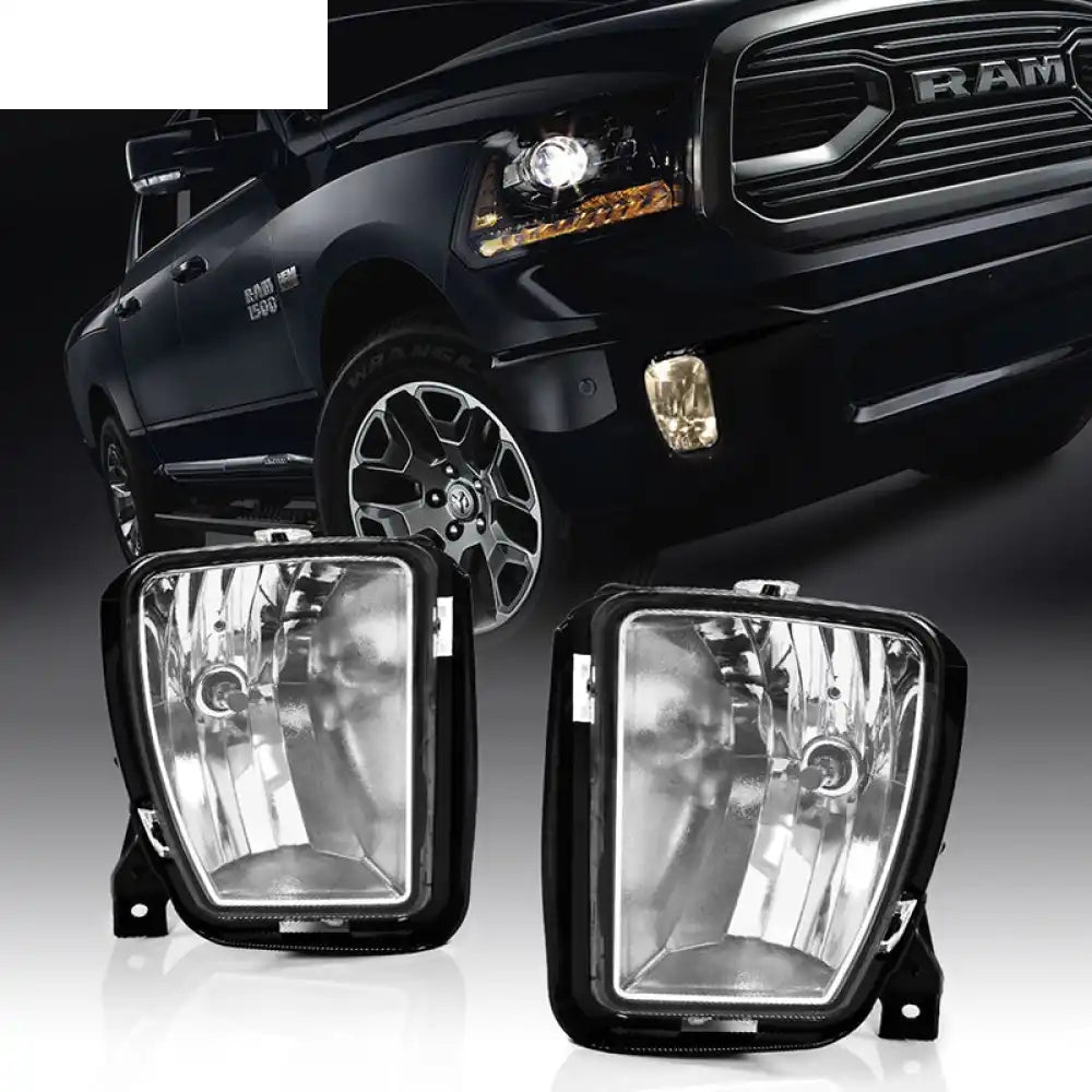 2013-2024 Dodge RAM OE Lens Fog Lights Lamp ABS Polycarbonate Black Housing Clear Lens