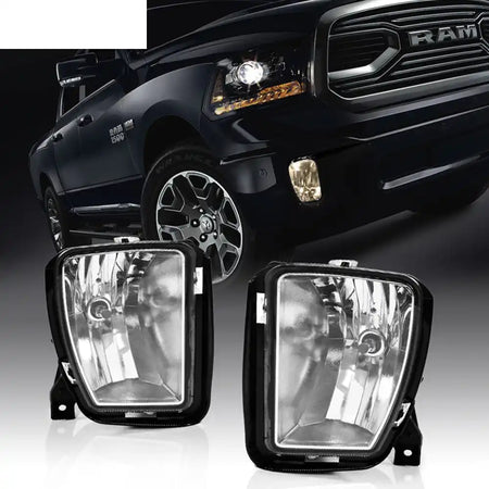2013-2024 Dodge RAM OE Lens Fog Lights Lamp ABS Polycarbonate Black Housing Clear Lens