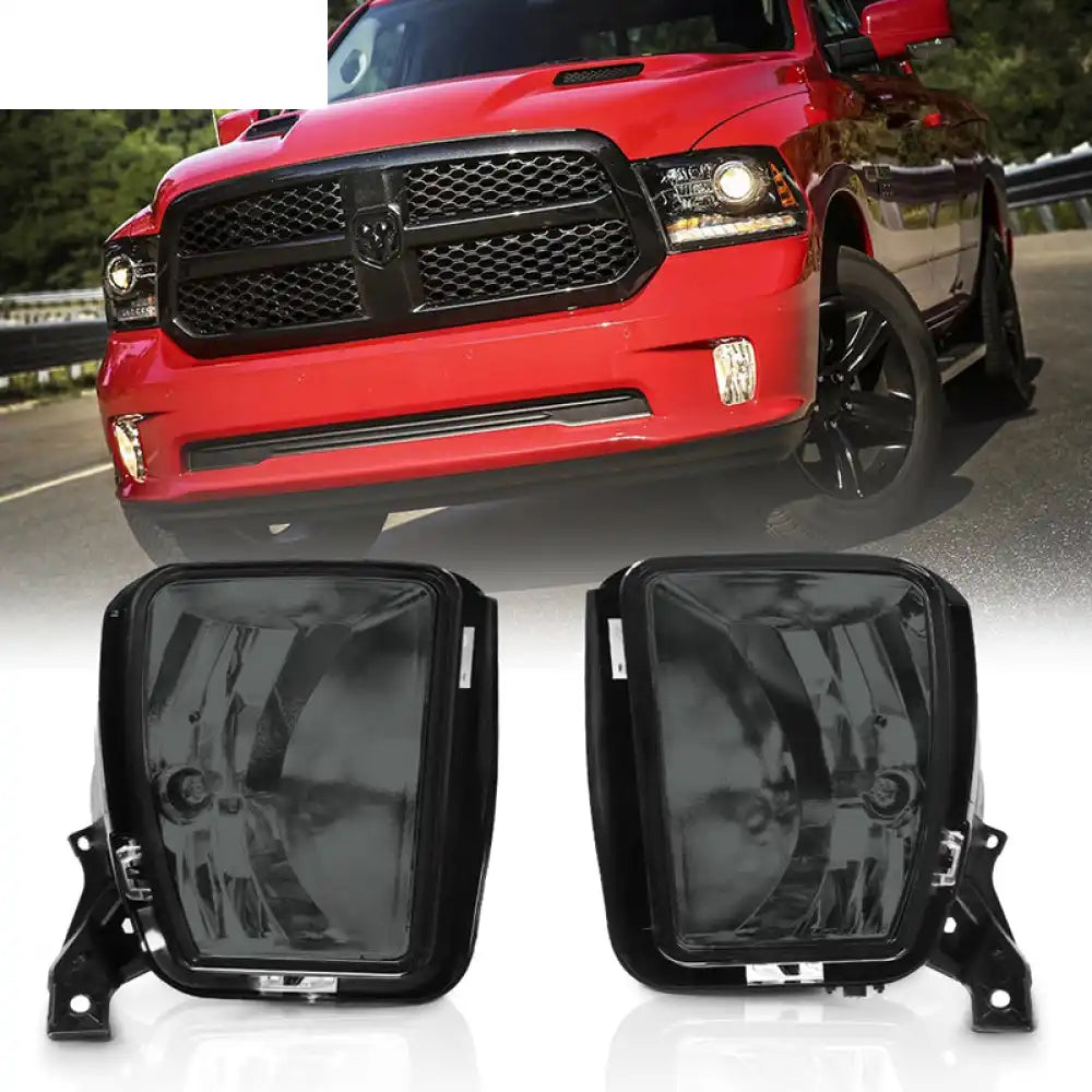 2013-2024 Dodge RAM OE Lens Fog Lights Lamp ABS Polycarbonate Black Housing Smoke Lens