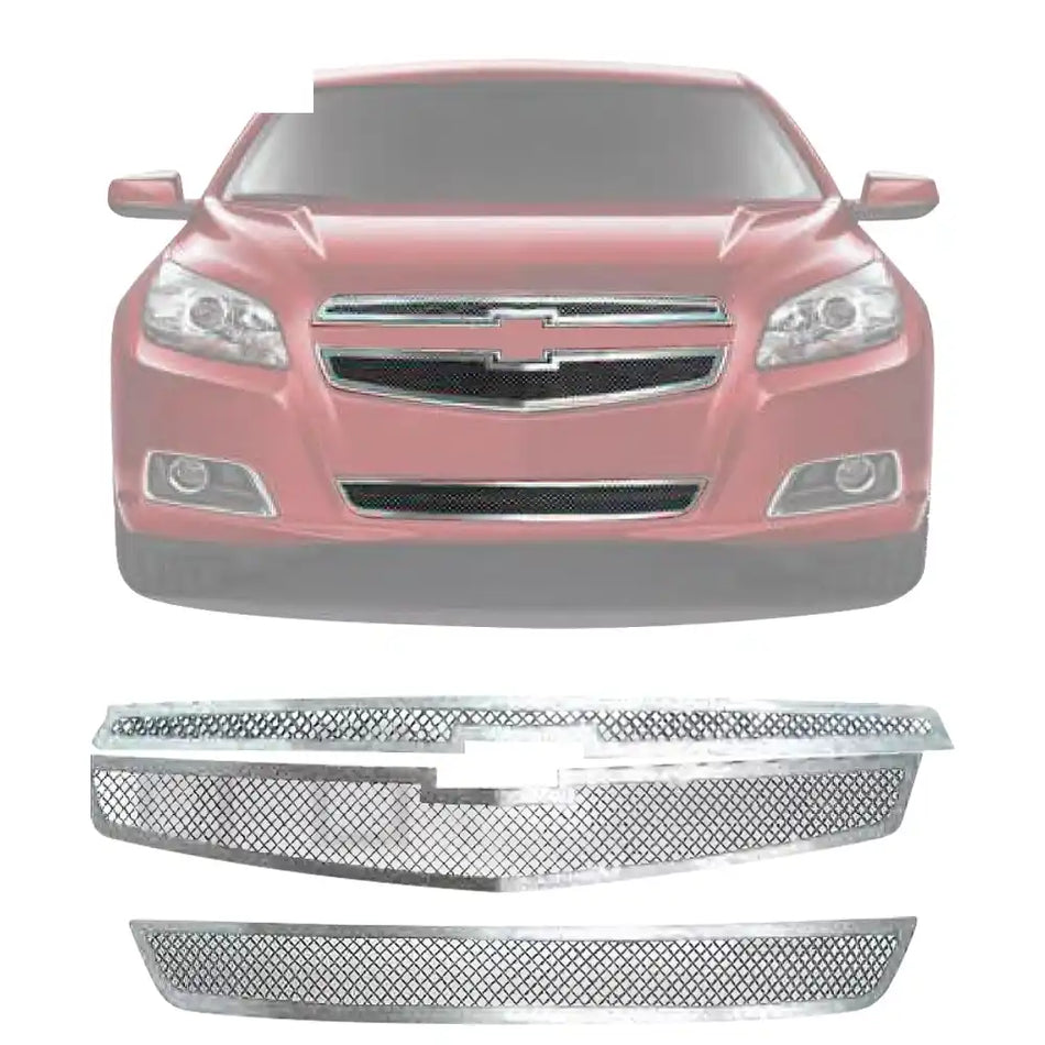 2013 Chevrolet Malibu Mesh Style Chrome Front Grille Insert Steel 3PC