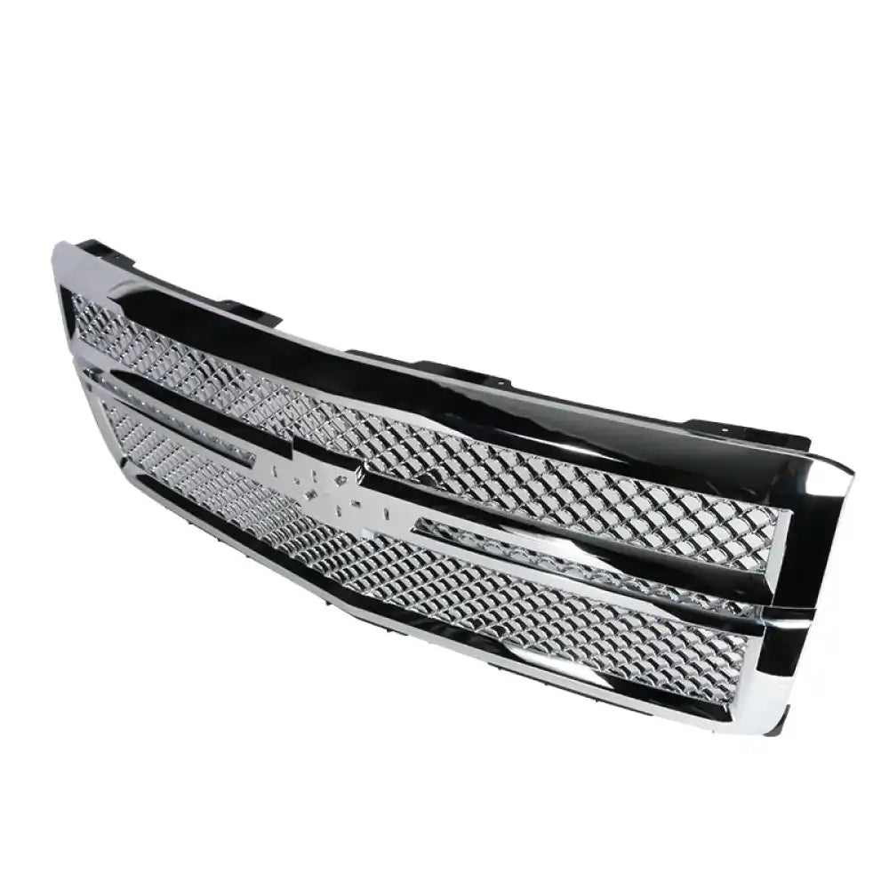 2014-2015 Chevy Silverado 1500 B Style Silver Front Bumper Grille ABS Chrome