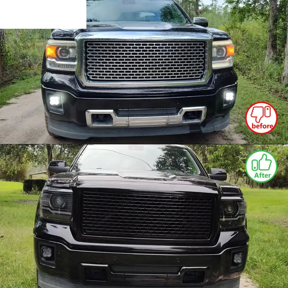 2014-2015 GMC Sierra 1500 Denali Black Front Bumper Hood Grille ABS