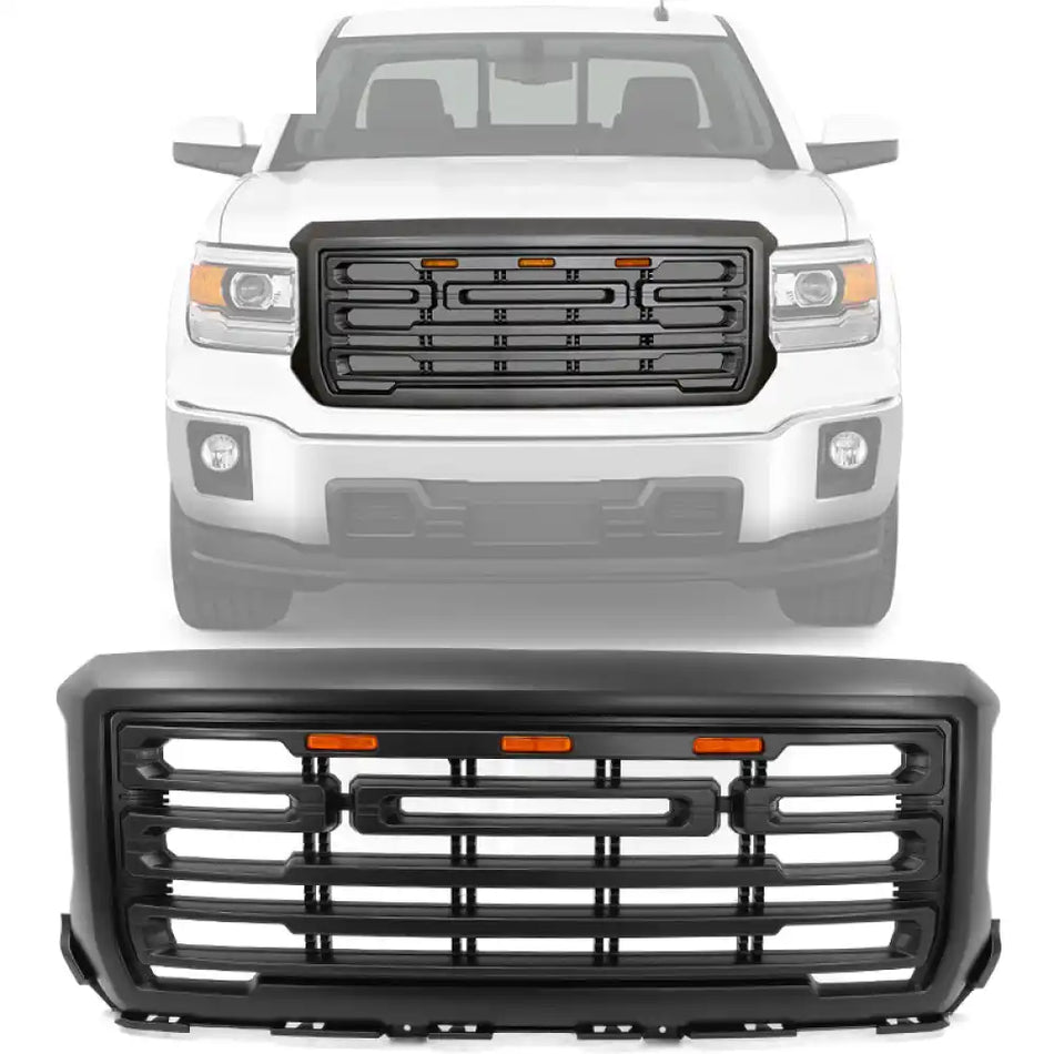 2014-2015 GMC Sierra 1500 Front Bumper Hood Grille Guard Grill Matte Black