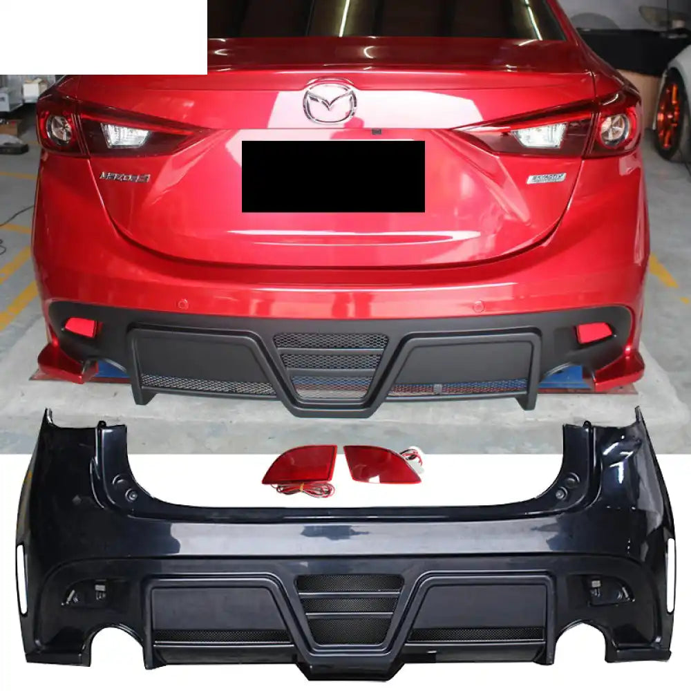 2014-2016 Mazda 3 KS Style Rear Bumper Conversion W/ Red LED Lights