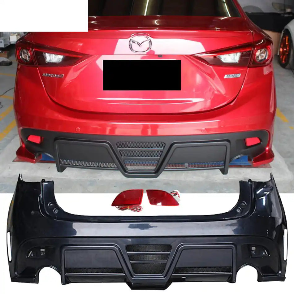 2014-2016 Mazda 3 KS Style Rear Bumper Conversion W/ Red LED Lights