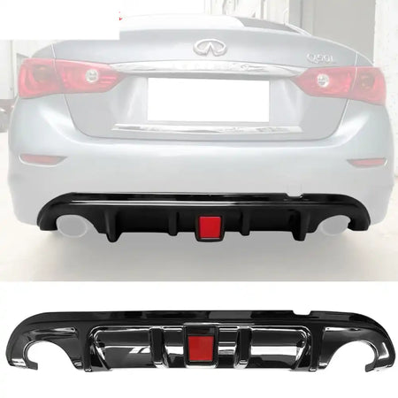 2014-2017 Infiniti Q50 LED Light Rear Bumper Diffuser PP Gloss Black
