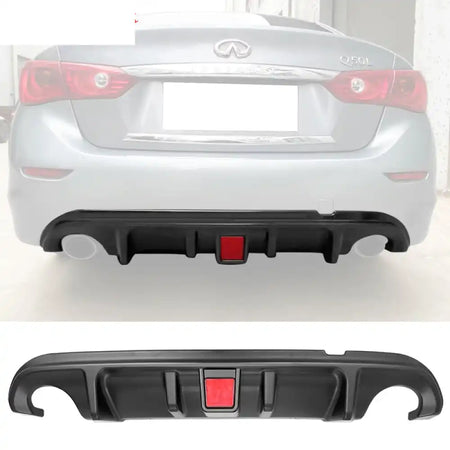 2014-2017 Infiniti Q50 LED Light Rear Bumper Diffuser PP Matte Black