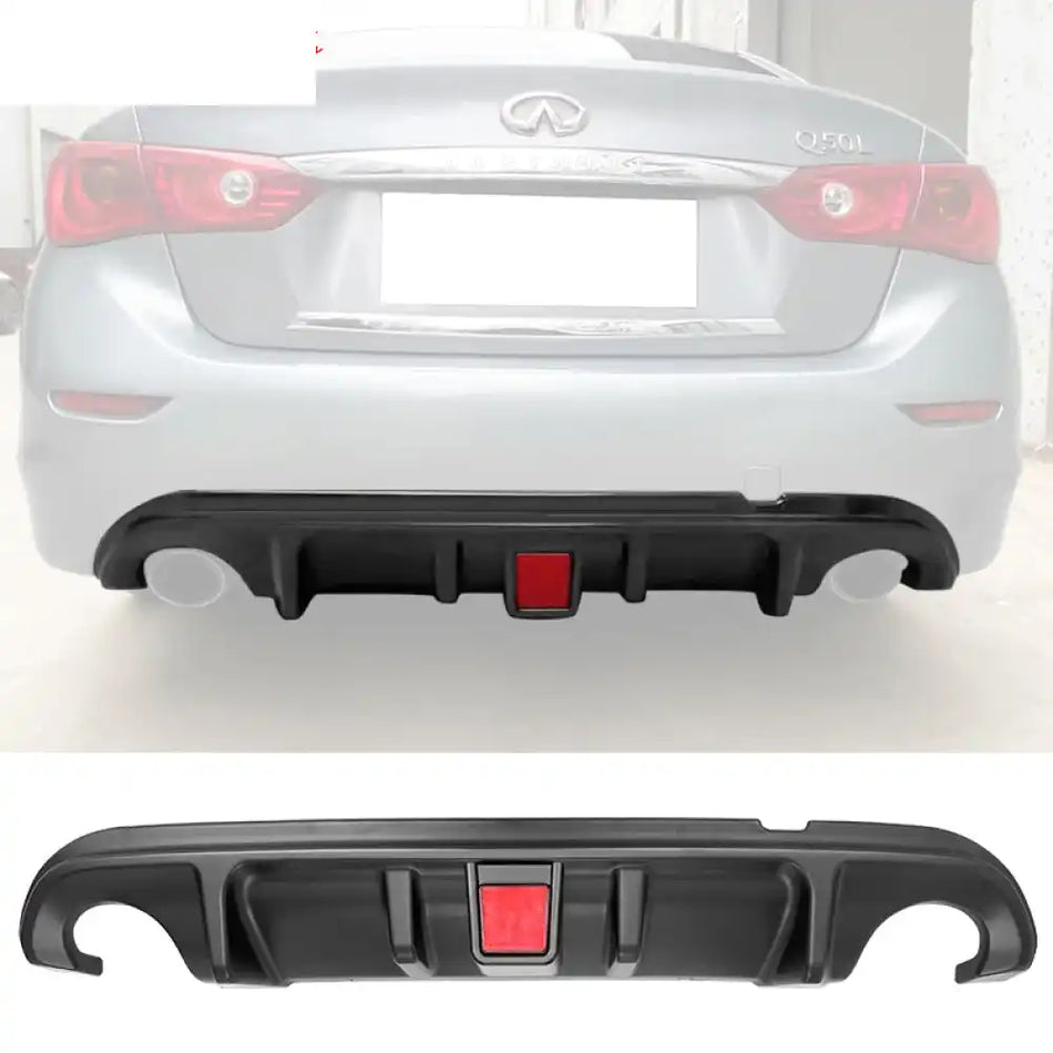 2014-2017 Infiniti Q50 LED Light Rear Bumper Diffuser PP Matte Black