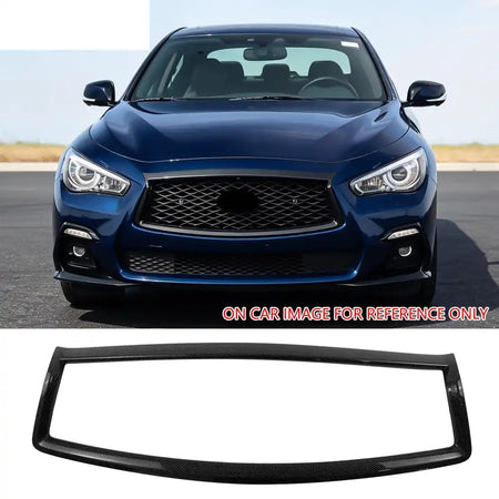2014-2017 Infiniti Q50 OE Style Front Bumper Upper Grille Frame Trim Replacement Carbon Fiber Print ABS Carbon Fiber