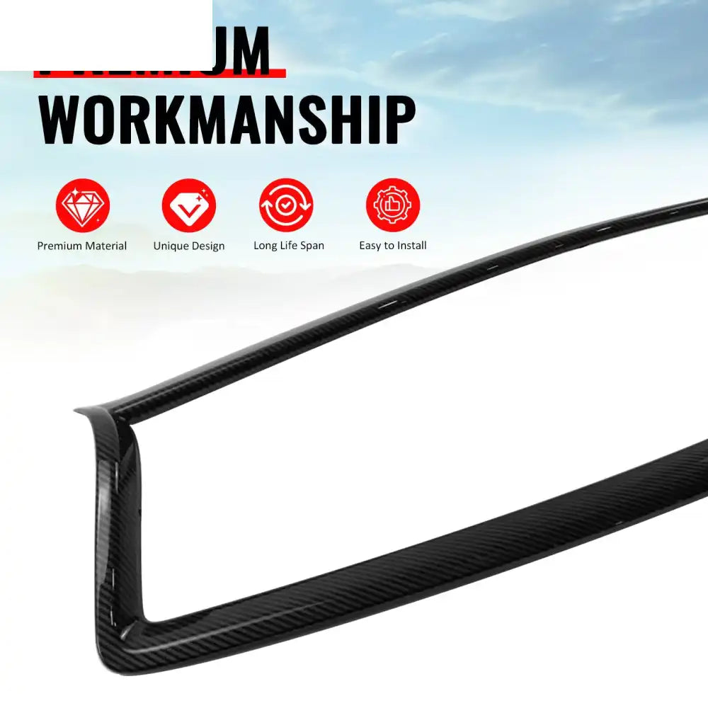 2014-2017 Infiniti Q50 OE Style Front Bumper Upper Grille Frame Trim Replacement Carbon Fiber Print ABS Carbon Fiber