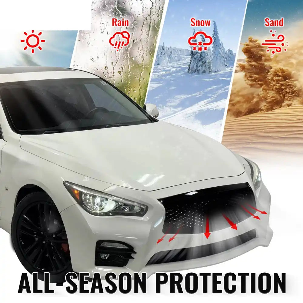 2014-2017 Infiniti Q50 OE Style Front Bumper Upper Grille Frame Trim Replacement Gloss Black ABS Gloss Black