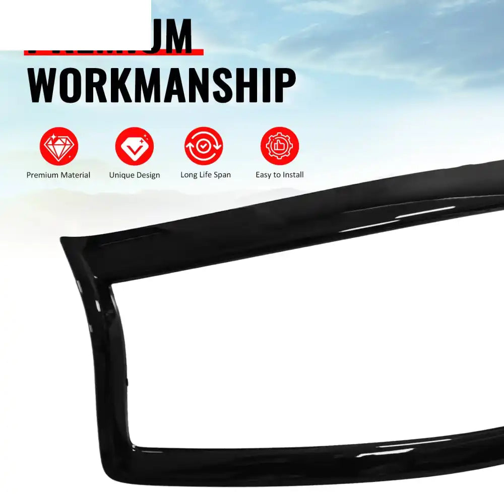 2014-2017 Infiniti Q50 OE Style Front Bumper Upper Grille Frame Trim Replacement Gloss Black ABS Gloss Black