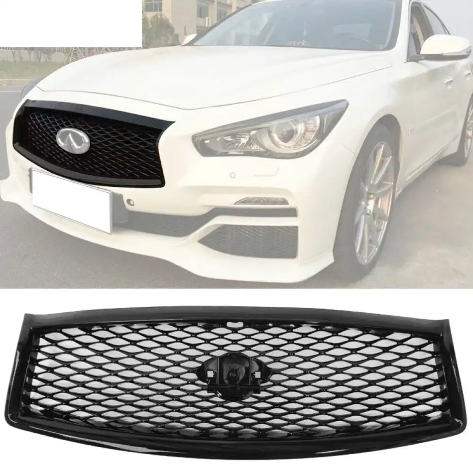 2014-2017 Infiniti Q50 Sedan Eau Rouge Black Concept Car Mesh Grille Painted Glossy Black