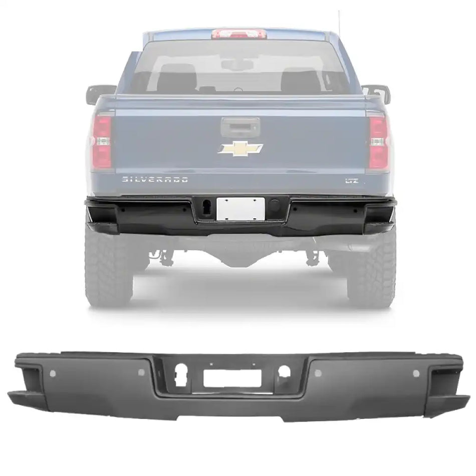 2014-2018 Silverado GMC Sierra 1500 Rear Step Bumper w/ Sensor Holes Black