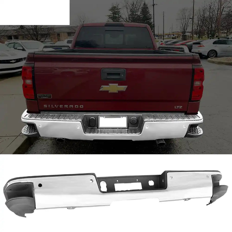 2014-2018 Silverado GMC Sierra 1500 Rear Step Bumper w/ Sensor Holes Chrome